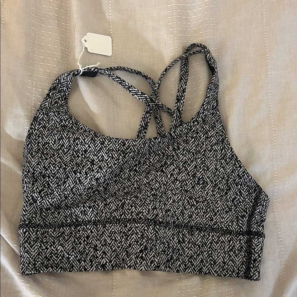 Lululemon Women's Black and White Strappy Sports Bra